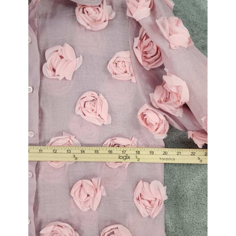 The Retreat Collection Shirt Womens Large Pink Floral Button Up Short Sleeve - Picture 4 of 9